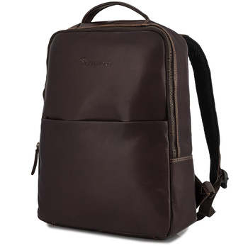 Plecak Skórzany Na Laptopa 15,6 Biznesowy Duży A4 Pojemny Brązowy Premium Beltimore N05 : Kolory - Brązowy, Beżowy