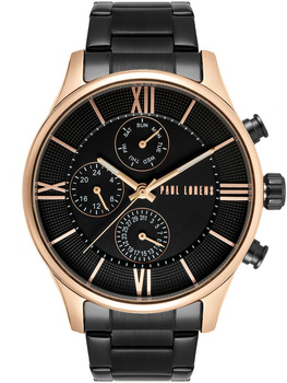 ZEGAREK MĘSKI PAUL LORENS - PL11652B6-1A4 Czarna bransoleta + BOX