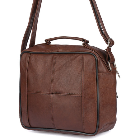 Brązowa Pojemna Skórzana Torba Męska Do Pracy Beltimore F72 : Kolory - Brązowy, Beżowy