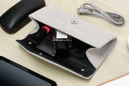 Siwa Damska Torebka Kopertówka Mała Beltimore W19 : Kolory - Szary, Srebrny