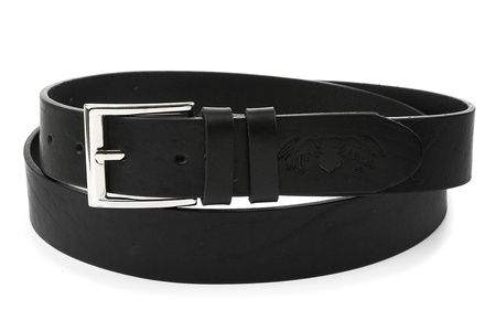 Beltimore Skórzany Licowy Pasek Męski Czarny 3,5 Cm E10 : Kolory - Czarny, Rozmiar Pasków - R.85-100 Cm