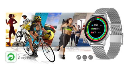 SMARTWATCH DAMSKI SREBRNA BRANSOLETA KOBIECY SPORT PULS SMS FB ZDJĘCIA G. Rossi SW015-3