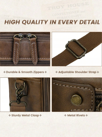 TORBA MĘSKA NA LAPTOPA 15,6" SKÓRZANA BRĄZOWA NA RAMIĘ DOKUMENTY EKO Z03