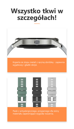 SMARTWATCH MĘSKI CZARNY PASEK SPORTOWY PULS KROKI G. ROSSI SW018-1 WŁASNE TARCZE
