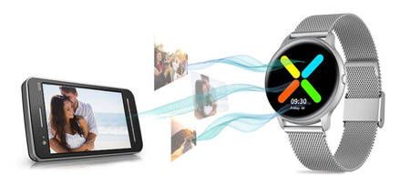 SMARTWATCH DAMSKI SREBRNA BRANSOLETA KOBIECY SPORT PULS SMS FB ZDJĘCIA G. Rossi SW015-3