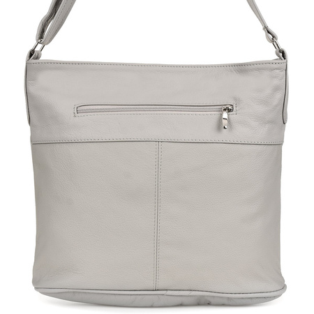 Torebka Skórzana Damska A4 Duża Polska Skóra Siwa T71 : Kolory - Szary, Srebrny