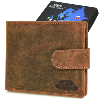 Męski Portfel Skórzany Brązowy Nubuk Skóra Poziomy Beltimore R85 : Kolory - Brązowy, Beżowy