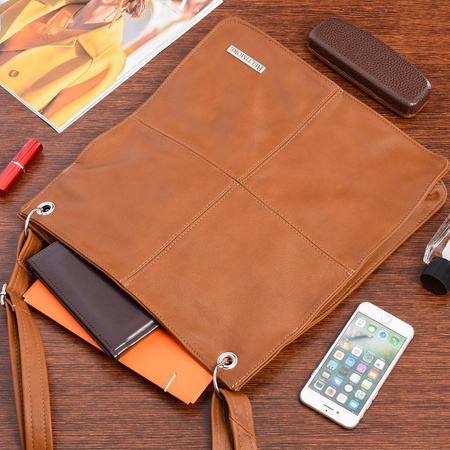 Damska Skórzana Na Ramię Torebka Beltimore Skóra Camel 972 : Kolory - Brązowy, Beżowy