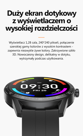 SMARTWATCH MĘSKI CZARNY PASEK SPORTOWY PULS KROKI G. ROSSI SW018-1 WŁASNE TARCZE