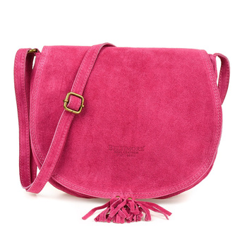 Różowa Torebka Podkówka Listonoszka Damska Skóra Włoska Miękka Beltimore B66