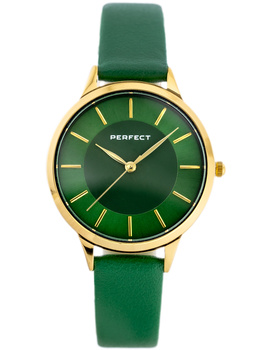 Zegarek damski Zielony pasek skórzany PERFECT E359-09 + BOX