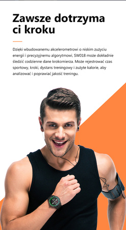 SMARTWATCH MĘSKI CZARNY PASEK SPORTOWY PULS KROKI G. ROSSI SW018-1 WŁASNE TARCZE