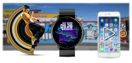 Smartwatch męski Czarny pasek gumowy sportowy Puls Kroki Gravity GT1-3 