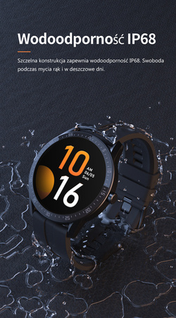 SMARTWATCH MĘSKI CZARNY PASEK SPORTOWY PULS KROKI G. ROSSI SW018-1 WŁASNE TARCZE