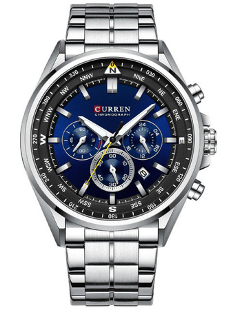 ZEGAREK MĘSKI CURREN 8399 Srebrna bransoleta + BOX