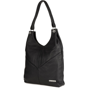 Czarna Damska Skórzana Torebka Worek Na Ramię Beltimore  970 : Kolory - Czarny