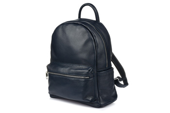 Granatowy Włoski Plecak Skórzany A4 Damski Miękka Skóra P16 : Kolory - Granatowy