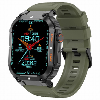 SMARTWATCH MĘSKI GRAVITY GT6-6 - WYKONYWANIE POŁĄCZEŃ, MONITOR SNU Zielony pasek