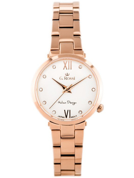 ZEGAREK DAMSKI G. ROSSI - 11064B Bransoleta różowe złoto + BOX