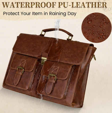 TORBA MĘSKA SKÓRZANA NA LAPTOPA DOKUMENTY BRĄZOWA AKTÓWKA EKO DO PRACY H03