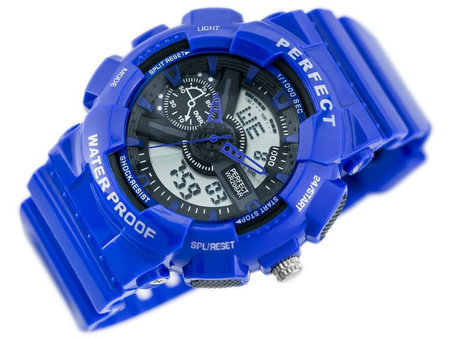 ZEGAREK MĘSKI PERFECT SHOCK Chłopięcy Niebieski pasek Cyfrowy