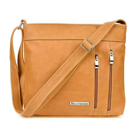 Torebka Skórzana Camelowa Listonoszka Damska Beltiomore  X95 : Kolory - Brązowy, Beżowy
