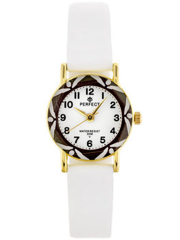 ZEGAREK DZIECIĘCY PERFECT L248-02- KOMUNIJNY - biały pasek skórzany Czytelny