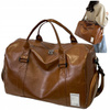 Torba podróżna brązowa skórzana Turystyczna sportowa Na buty Pojemna W02