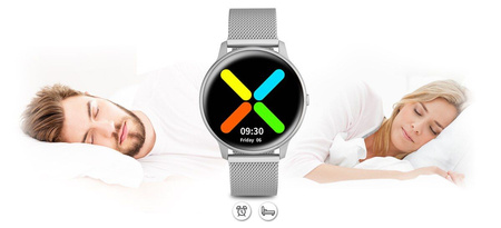SMARTWATCH DAMSKI SREBRNA BRANSOLETA KOBIECY SPORT PULS SMS FB ZDJĘCIA G. Rossi SW015-3