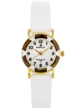 ZEGAREK KOMUNIJNY DLA DZIEWCZYNKI PERFECT  L248-01 - biały pasek skórzany Dziewczęcy