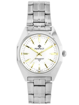 ZEGAREK MĘSKI PERFECT P186 - ORIENT Srebrna bransoleta Biała tarcza + BOX