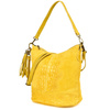 Torebka Skórzana Zamszowa Croco Listonoszka 2 Paski Żółta Beltimore W13 : Kolory - Żółty, Złoty