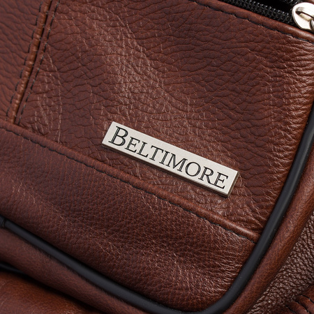 Brązowa Pojemna Skórzana Torba Męska Do Pracy Beltimore F72 : Kolory - Brązowy, Beżowy