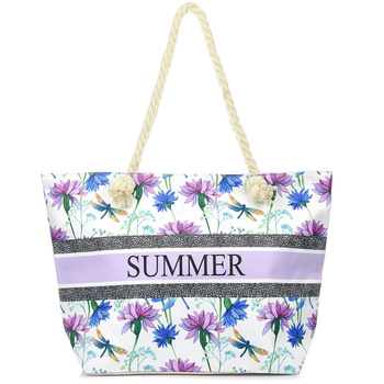 Duża Torba Plażowa Torebka Summer Ważki Lekka T62 : Kolory - Niebieski