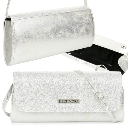 Srebrna Damska Torebka Kopertówka Wieczorowa Beltimore W20 : Kolory - Szary, Srebrny