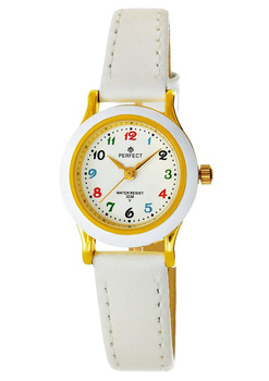 Zegarek Dziecięcy Komunijny Perfect  LP195-2 Biały pasek skórzany Dziewczęcy