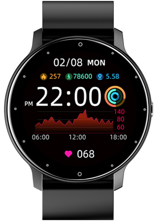 Smartwatch męski Czarny pasek gumowy sportowy Puls Kroki Gravity GT1-3 