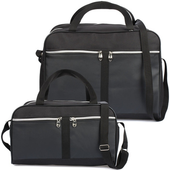 Torba Podróżna Samolotowa I Kosmetyczka Zestaw Dwóch Toreb Fitness Czarna L67 : Kolory - Czarny