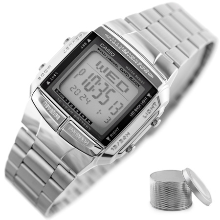 Zegarek Męski CASIO DB-360-1ADF Srebrna bransoleta Cyfrowy Retro