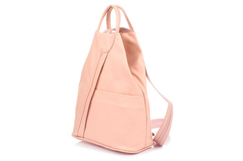 Vera Pelle Włoski Plecak Skórzany Damski Mały Pudrowy Róż T52 : Kolory - Różowy