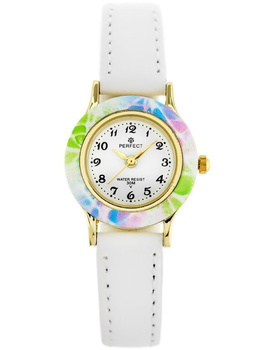 ZEGAREK KOMUNIJNY DLA DZIEWCZYNKI PERFECT LP165-05 - biały pasek skórzany Z PUDEŁKIEM