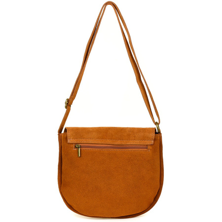 Camel Torebka Podkówka Listonoszka Damska Skóra Włoska Miękka B66 : Kolory - Brązowy, Beżowy