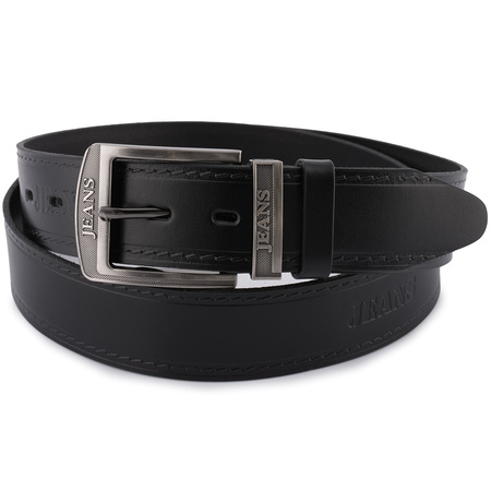 Pasek Męski Skórzany Premium Szeroki 4Cm Klasyczny Czarny Beltimore Jeans E01 : Kolory - Czarny, Rozmiar Pasków - R.110-125 Cm