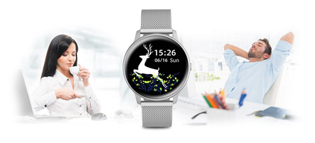 SMARTWATCH DAMSKI SREBRNA BRANSOLETA KOBIECY SPORT PULS SMS FB ZDJĘCIA G. Rossi SW015-3