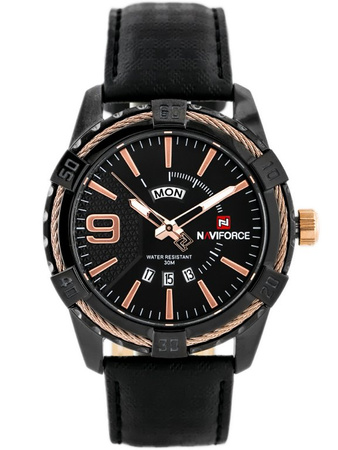 ZEGAREK MĘSKI NAVIFORCE - NF9117L (zn069c) - black/rose + box