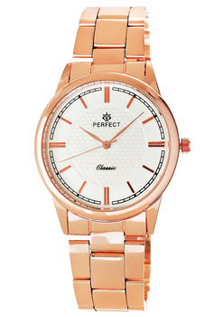 Zegarek Damski PERFECT M453-7 Bransoleta różowe złoto Biała tarcza
