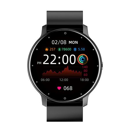 Smartwatch męski Czarny pasek gumowy sportowy Puls Kroki Gravity GT1-3 