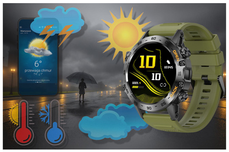 SMARTWATCH MĘSKI ZIELONY PASEK WYKONYWANIE POŁĄCZEŃ CIŚNIENIOMIERZ GRAVITY GT9-12 
