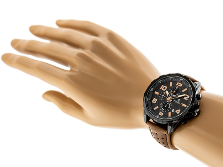 ZEGAREK MĘSKI PERFECT CH05L - CHRONOGRAF Brązowy pasek skórzany + BOX