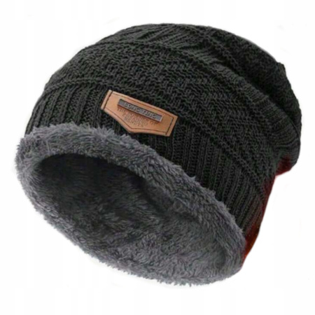 MĘSKA CZAPKA ZIMOWA KOMIN RĘKAWICZKI KOMPLET 3W1 CZARNY PREZENT DLA MĘŻA